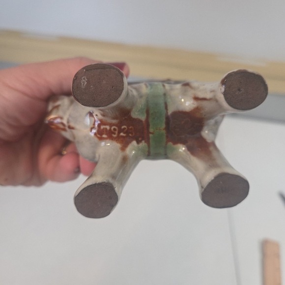 Vintage Glazed Ceramic Elephant Succulent Air Plant Planter Numbered Blue Brown - Picture 8 of 11